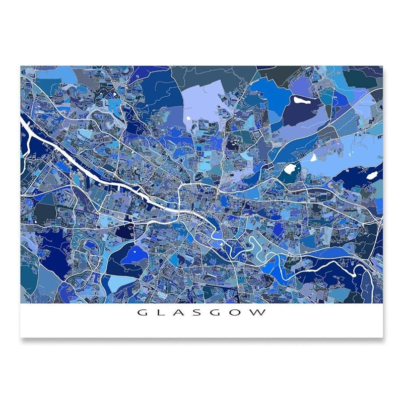 Glasgow Wall Art Poster 24x36, Glasgow Map Print 8x10
