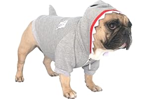 iChoue Shark Christmas Halloween Dog Costumes, Cute Animal Hoodies, Warm Pet Clothes for Medium Dogs French English Bulldog Pug Pitbull Boston Terrier - Grey/XLarge