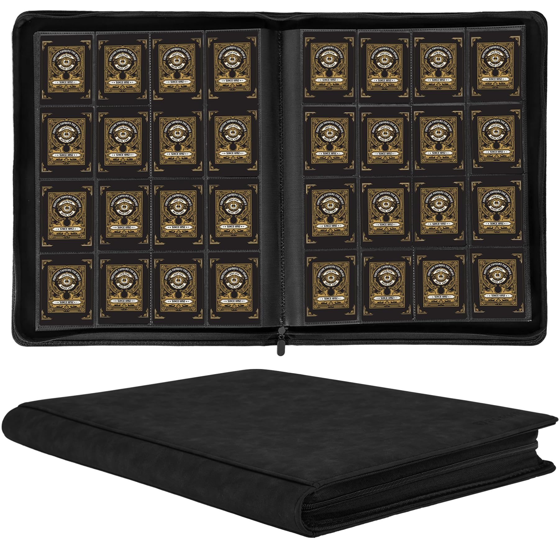 Photo 1 of 1000+ Pockets Trading Card Binder, 16 Pockets Trading Card Binder Ringless Side Loading Trading Card Album Folder for TCG,MTG,Sports Cards(black 1)