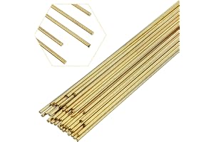 Moxweyeni 40 Pcs Brass Rods 1.5 mm 2 mm Brass Welding Brazing Rods Copper Alloy Solid for DIY Craft Drift Punches Knife Handle Lathe(1.5 mm)