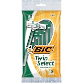 BIC Twin Select, Sensitive Skin, Disposable Shaver for Men, 10-Count