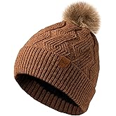 Britt's Knits Womens Stylish Warm Knit Mainstay Plush-Lined Pom Pom Cold Weather Hat