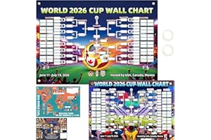 2PCS 2026 World Soccer Ball Cup Schedule Poster, Double-sided 2 Size Extra Large Wall Chart, 2026 Merchandise for Soccer Fans