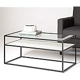 Walker Edison Furniture Modern Reversible Shelf Rectangle Coffee Accent Table Living Room, 40 Inch, White Marble, Grey Concre