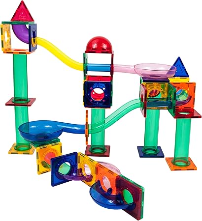 PicassoTiles 70 Piece Marble Run Race 