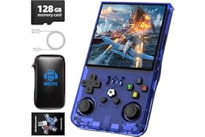 DVJQSN R36MAX Retro Handheld Game Console, 4.0 Inch 720x720 IPS Screen, Built-in 22,000+ Classic Game, Portable Hand Held Open Source Linux System, 4000mAh Battery Retro Gaming Console (Blue 128GB)