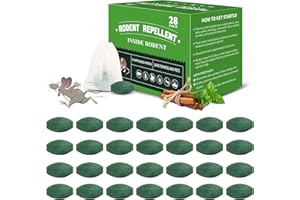 BNBSO 28 Pack Mouse Repellent Tablets - Natural Peppermint Oil, Rodent Repellent for Corners, Cars & Indoors/Outdoors,Safe for Family & Pets -Repels Mice, Squirrels & Spiders