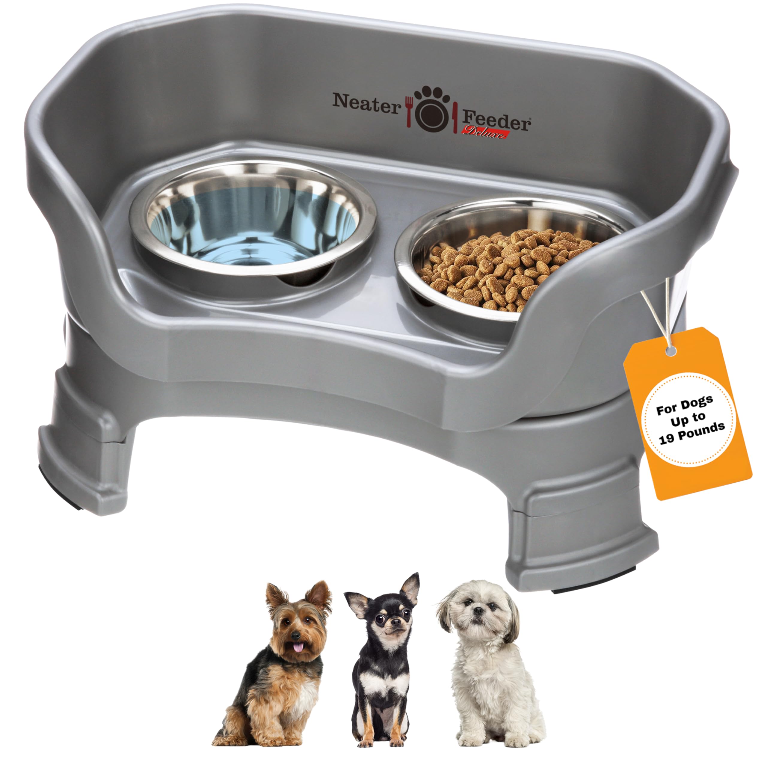 Neater Pet Brands Feeder Deluxe With Leg Extensions Small Gunmetal Grey
