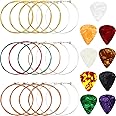 3 Sets Acoustic Guitar Strings Replacement Steel Guitar Strings (Gold, Brass, Multicolor) with 9 Pieces Celluloid Guitar Picks 3 Sizes for Electric Acoustic Guitar Beginners Performers