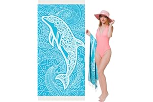 VIKUMOND Oversized Turkish Beach Towel Blanket XXL Cotton Sandproof Towels Boho Woven Extra Large Big Sand Free Giant Throw Thick Blankets Huge Quilt XL Picnic Camping Necessities Cloud For Adult Gifts