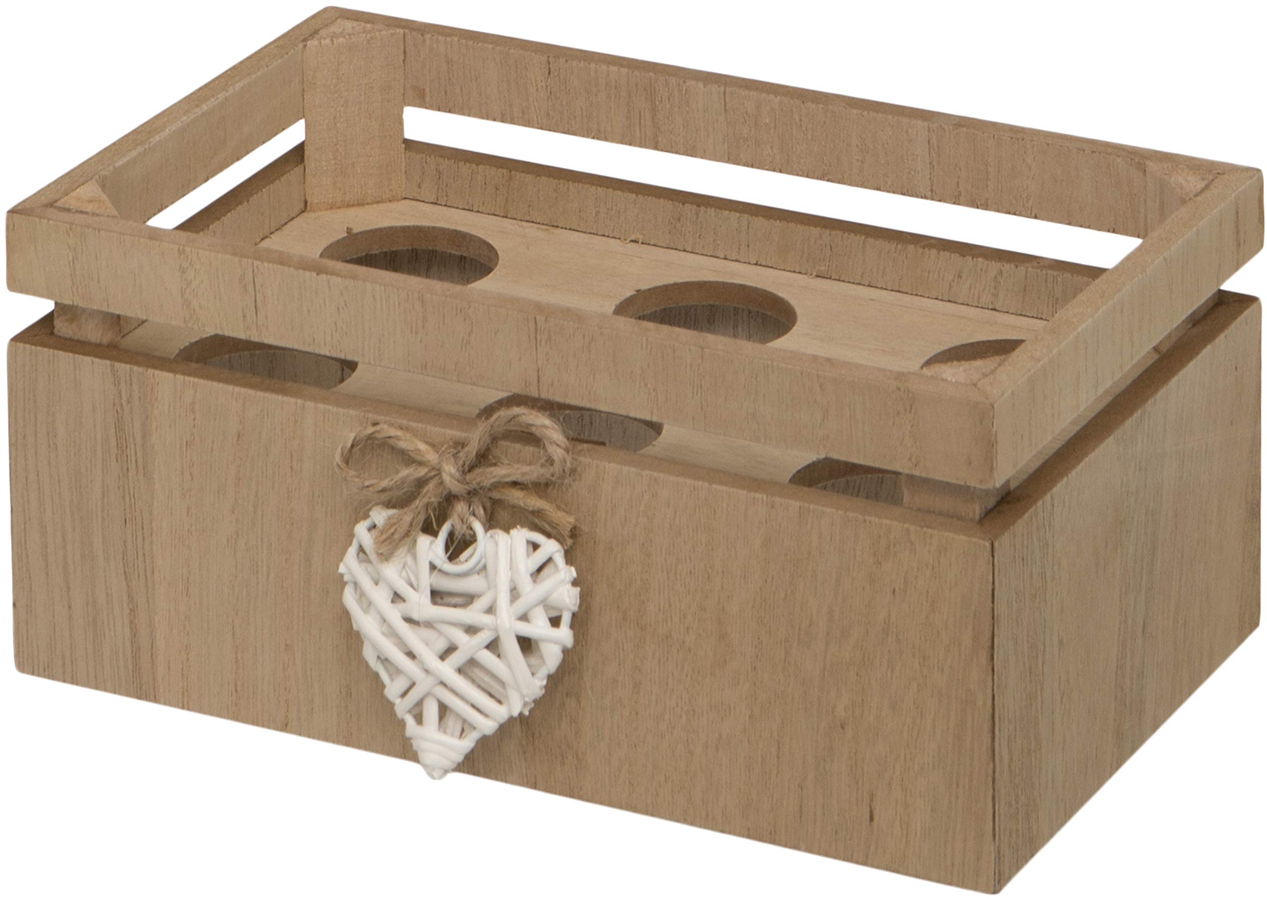 Woven Heart Wooden Egg Crate For Half A Dozen Eggs