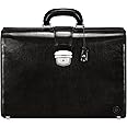 Maxwell Scott - Luxury Leather Large Lawyer Briefcase for Men - Top Handle with Key Lock - Made in Italy - The Basilio Large