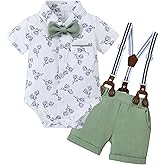 ZOEREA Baby Boy Clothes Suit Infant Short Sleeve Gentleman Outfits Dress Shirt+Bowtie+Suspender Shorts 0-18M