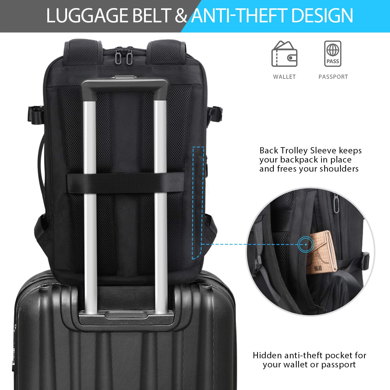 Shieldon Zaino Da Viaggio Per Laptop 17 3 Pollici Uomo Donna 23 38l Nero Bagaglio A Mano Antifurto Valigia Cabina Business Multi Storage Zainetto Borsa Rucksack Daypack Impermeabile Per Tablet Ipad Zaini Zaini Per Pc