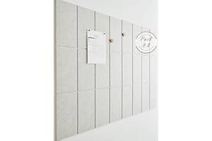 VIVELDA Large Cork Board - Pack of 24 - Black Felt Board Alternative - Bulletin Board Tiles for Office Wall Decor, Push Pin Board Wall Organizer (Ivory Tan)