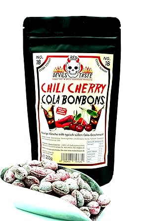 Chili Cherry Cola Bonbons - Cola trifft Kirsche & Chili - mega scharf - 200g - Hotskala: 9