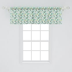 Ambesonne Leaves Window Valance, Various Type Green