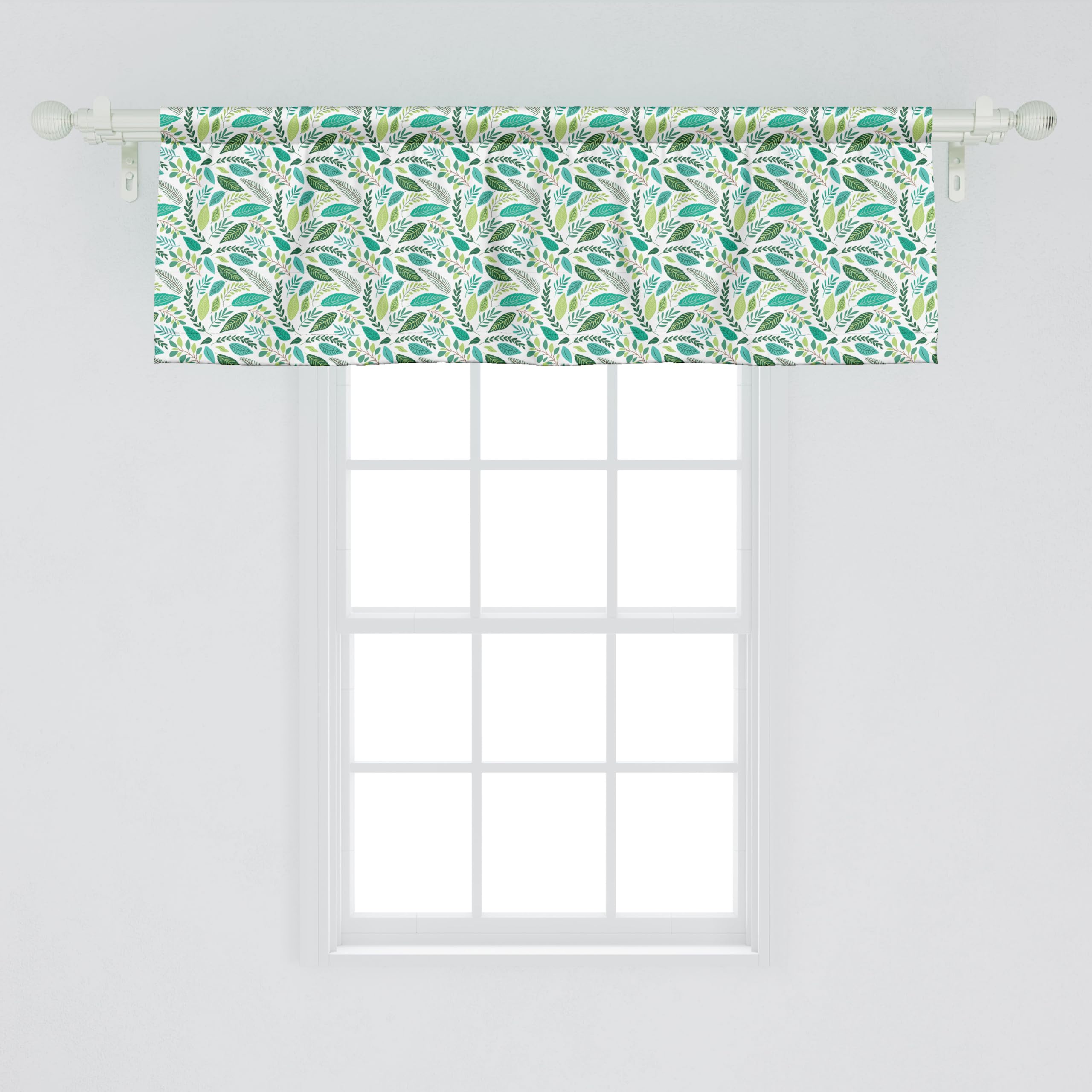 Ambesonne Leaves Window Valance, Various Type Green