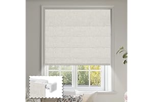 SEEUNANA No Drill Roman Shades Cordless,Blackout Linen Roman Blinds,No Tools Blinds for Indoor Windows,Room Darkening,Privacy