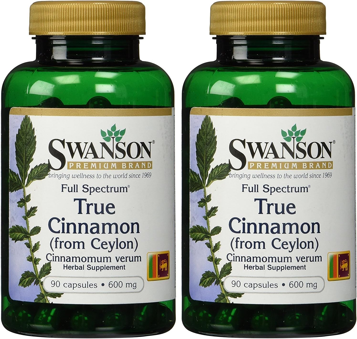 Swanson Full Spectrum True Cinnamon 600 Milligram, 90 Caps (Pack of 2)