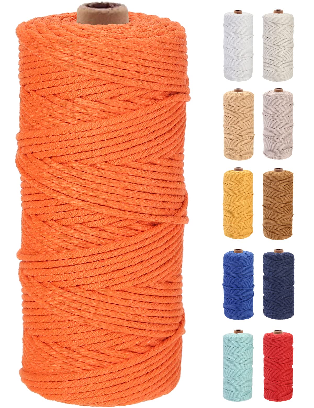 GOHOF Macrame Cord 3mm x 100m Premium Cotton Macrame Rope, 4 Strand Twisted Soft Cotton Cord, One of The Most Perfect Materials for Macrame Art, String Without Chemicals — image 1
