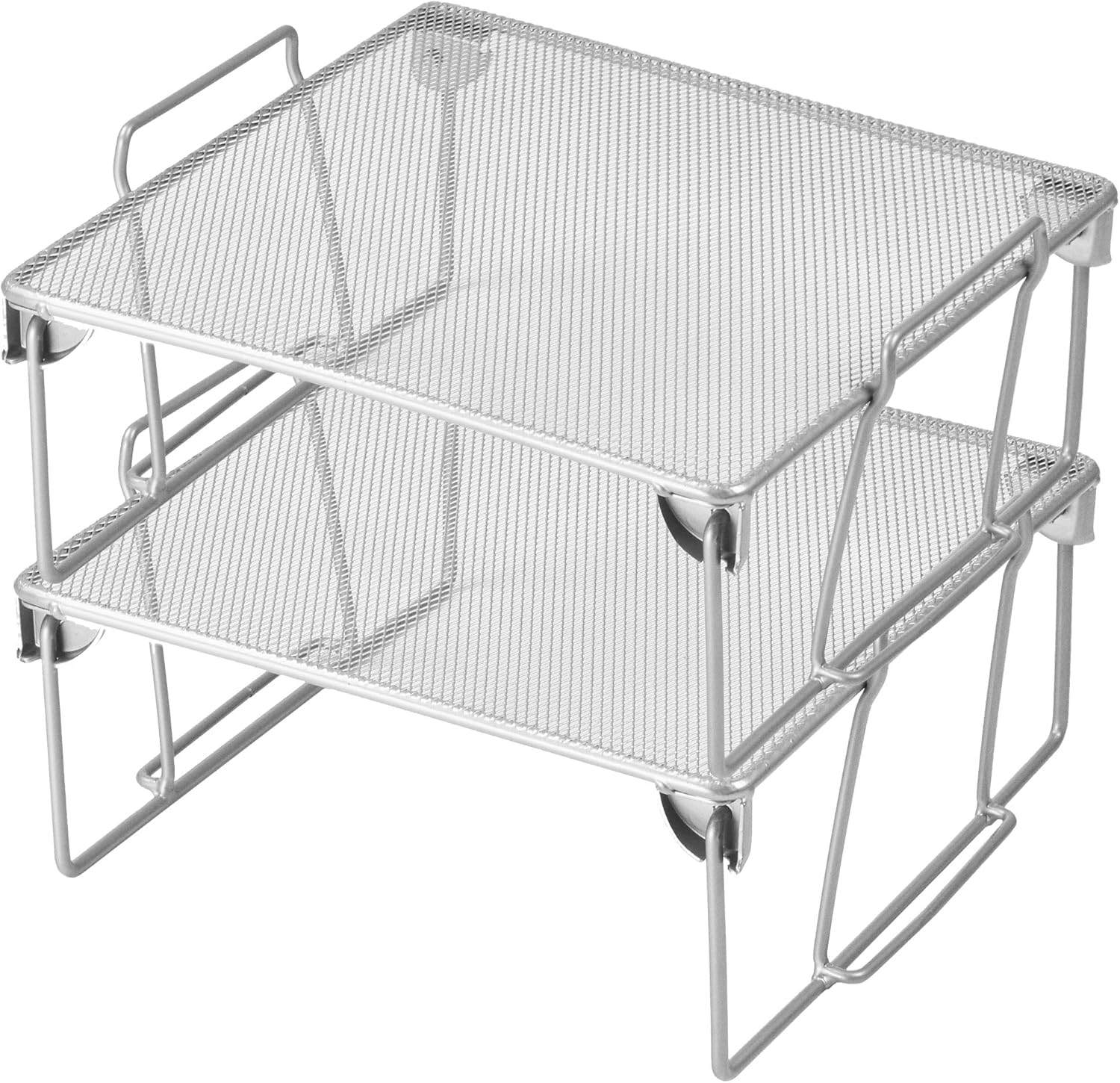 Amazon Com Ybm Home Stackable Mesh Shelf Silver Multipurpose