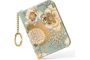 Nipichsha Women's Small RFID Blocking Credit Card Wallet, Blooming Flowers, Leather, Slim and Compact, 4.33 x 3.15 in