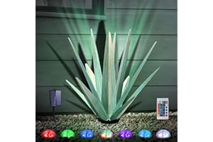 KODIBO Large Tequila Rustic Sculpture, Rustic Metal Agave Plants for Outdoor Patio Yard, Home Decor Hand Painted Metal Agave Garden Yard Statue, Outdoor Lawn Ornaments (Mint Green - L (W/ Solar Light))