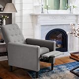 Yaheetech Grey Modern Recliner Chair Adjustable Manual Recliner Fabric Armchair view 9