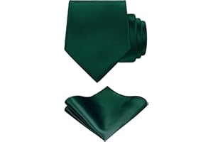 TIE G U STYLE TIE G Solid Satin Woven dyed Color Formal Black Necktie and Pocket Square Sets in Gift Box