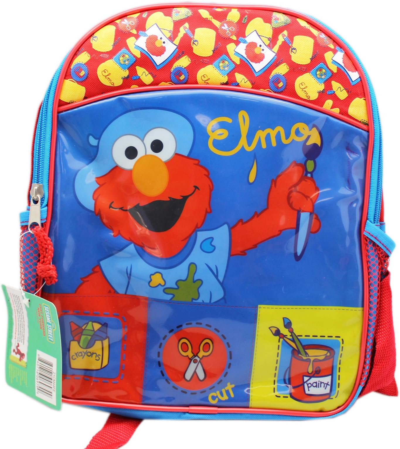Sesame Street Elmo the Artist Red and Blue Toddler Size Backpack (12in)