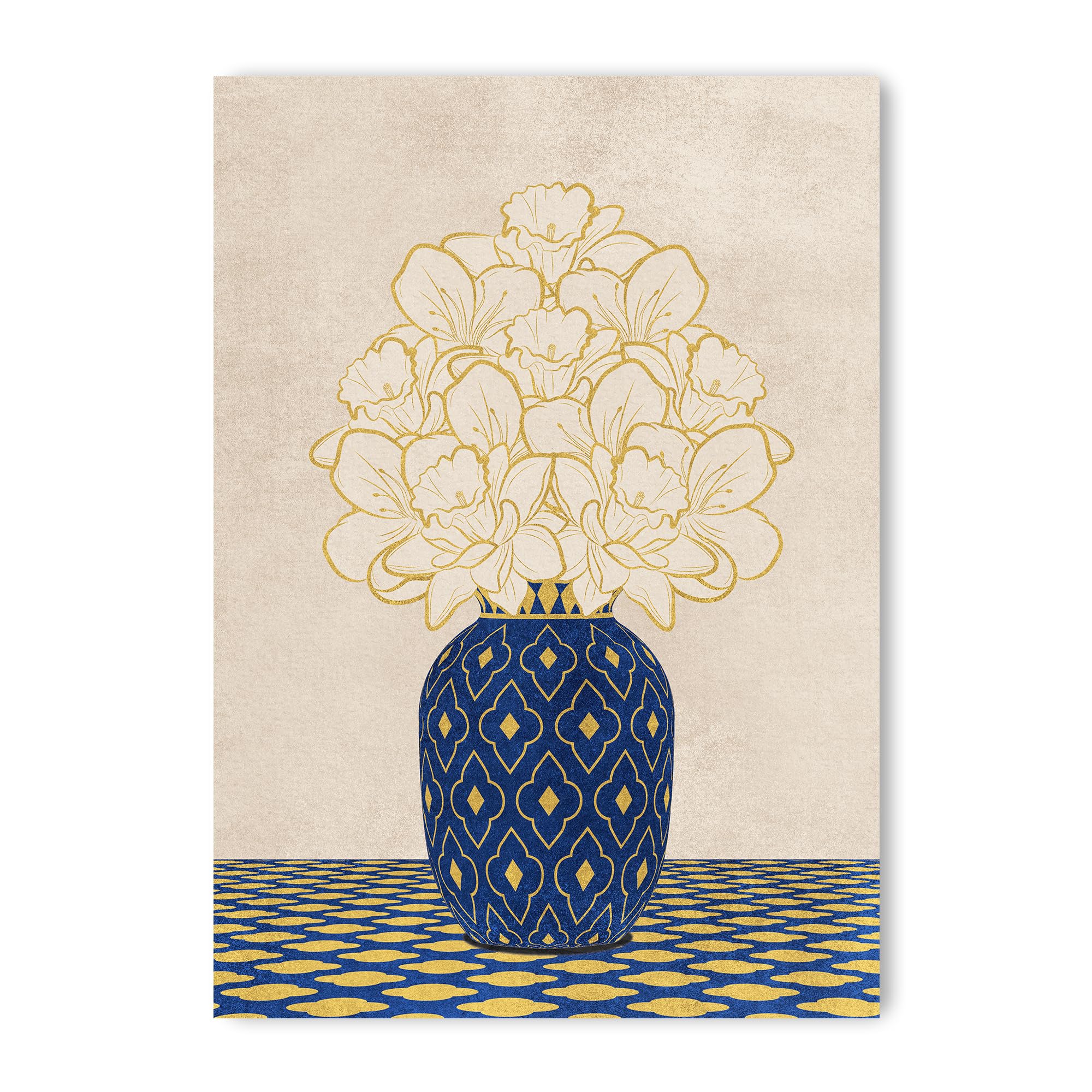 ADAM & ALICE Premium Unframed Wall Art Print – Textured Floral Vase Artwork – Home Decor for Living Room/Bedroom/Hallway/Office – Blue – A4 Set of 1