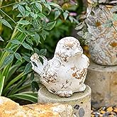 Sungmor Garden Bird Statue Outdoor Figurine, Cement Bird Sculpture for Patio Yard Lawn Ornament, Indoor Outdoor Large Stone Bird Decorations Statue, Funny Animal Sculpture Gardening Gift