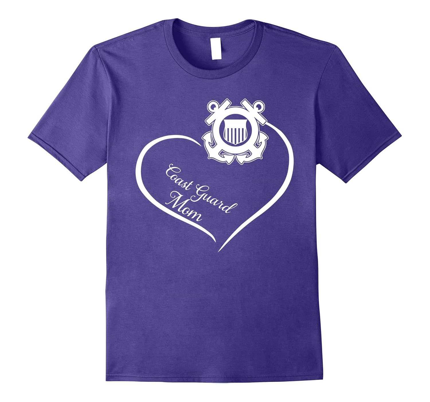 Proudly Cool US Coast Guard Mom Heart Gift T-shirts-Rose