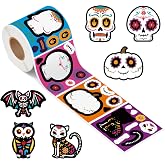 Haooryx Sugar Skull Sticker Rolls - 300Pcs Day of The Dead DIY Stickers | Self-Adhesive, Waterproof Vinyl