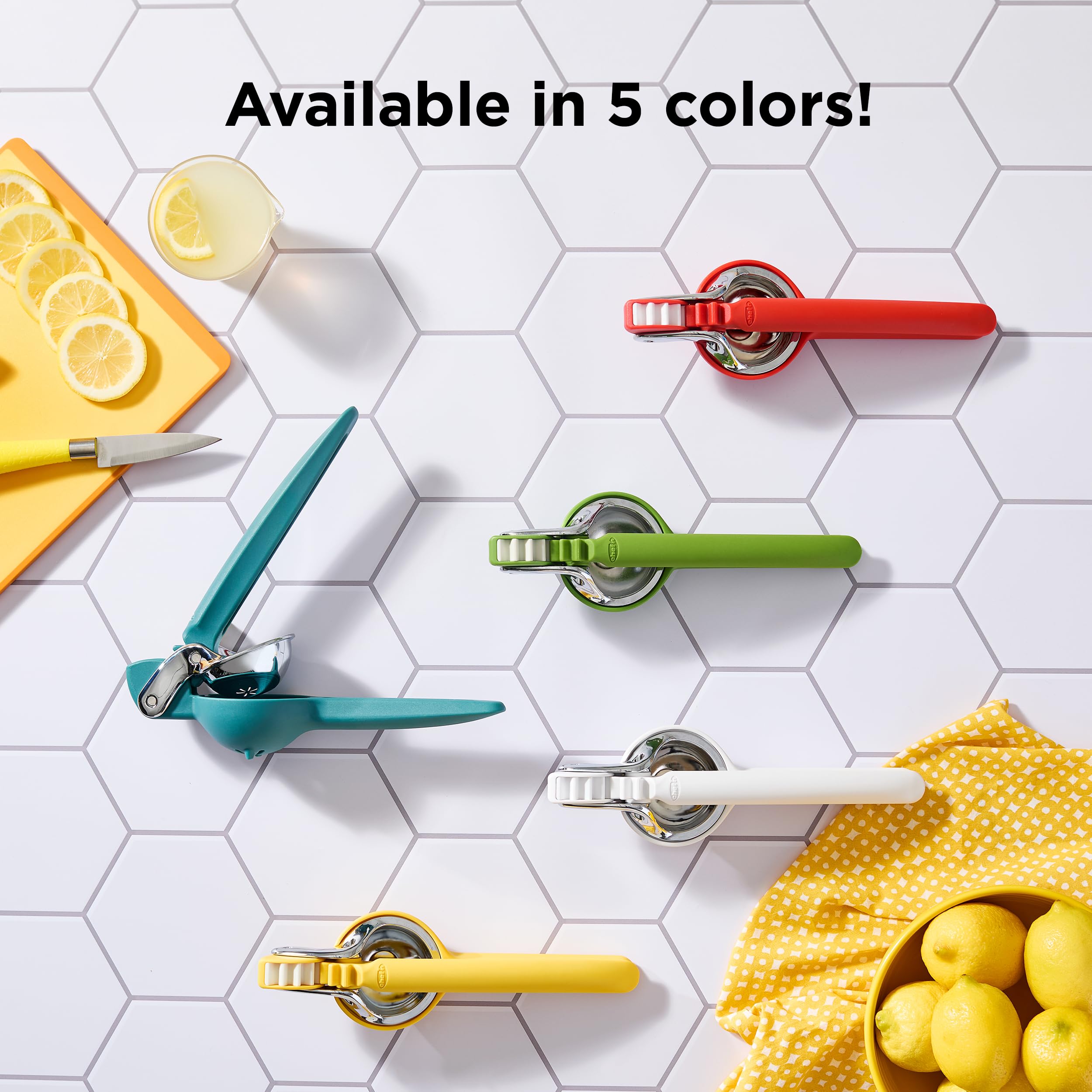 Chef'n FreshForce Lemon Squeezer Citrus Juicer, Handheld Manual Press with Dual-Gear Design for Max Juice Extraction, Durable, Baking White