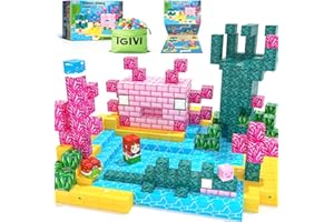 IGIVI Magnetic Blocks - Build Mine Magnet World Ocean Set, Magnets Building Toys for Kids Ages 3-5 4-8, STEM Montessori Sensory Toys for Toddler 3+ Year Old Girls Boys, Classroom Must Haves Supplies