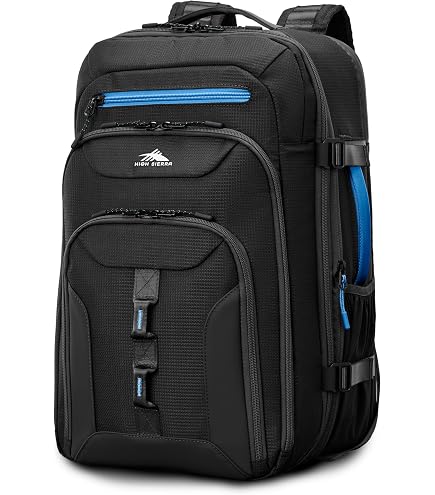 High Sierra Hi-Life Travel Backpack - Features 2-inch Expansion, WetPak Pockets, 17” Laptop Compartment, Stack-It Strap, Adjustable Sternum Strap, Fleece Pocket, Dual Water Bottle Pockets