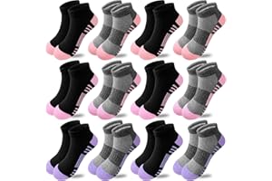 Bemeol Girls Socks 12 Pairs Ankle Socks Girls Athletic Cotton Sports Low Cut Sock for Little Big Kids