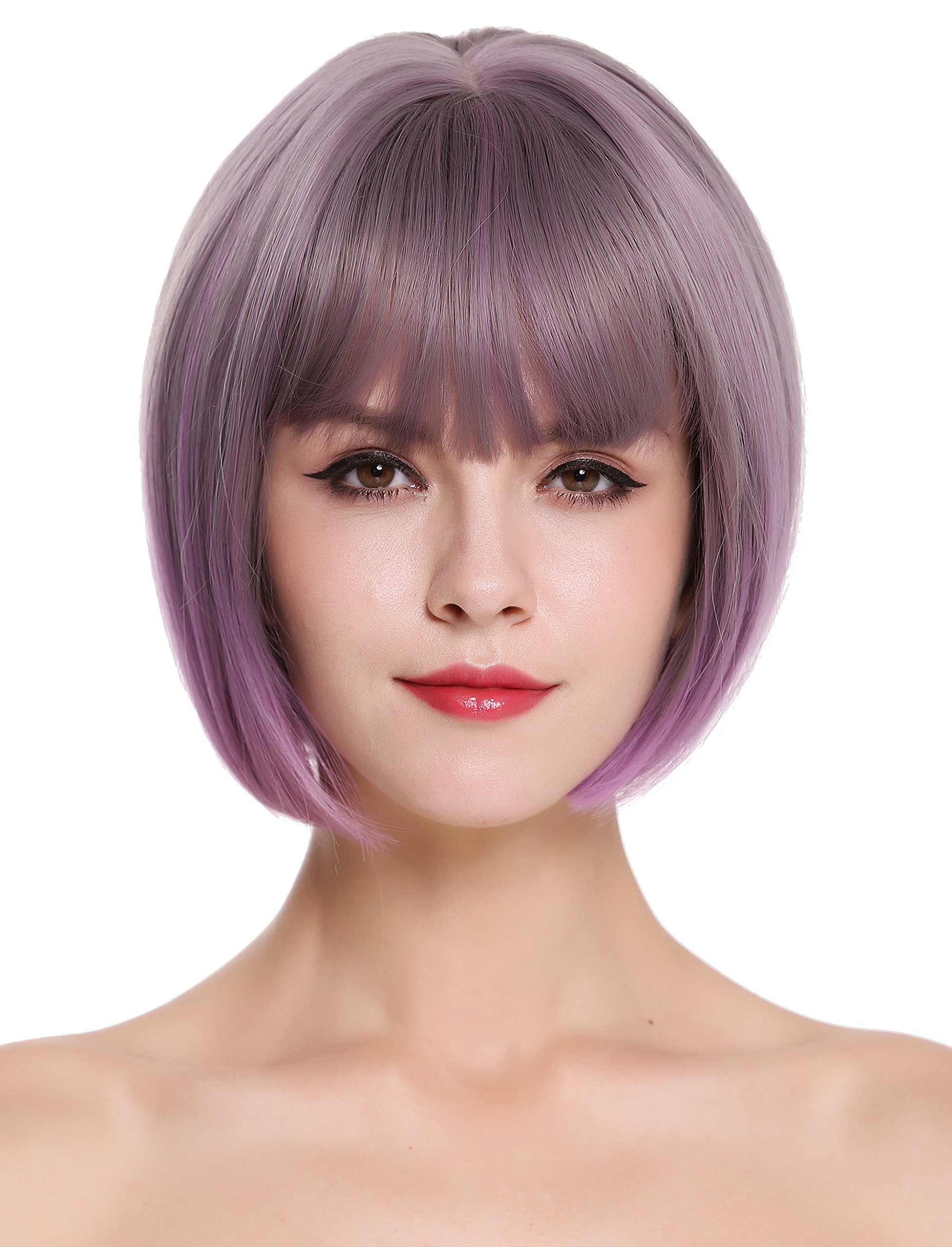 WIG ME UP - H1808-10AT366 Quality women's wig bob sleek short fringe grey purple violet mix lady