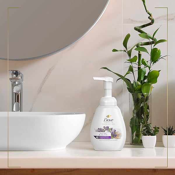 DOVE LAVENDER & RICE MILK PROTECTS SKIN FROM DRYNESS, FOAMING HAND WASH MORE MOISTURIZERS THAN THE LEADING ORDINARY HAND SOAP, 10.1 OZ