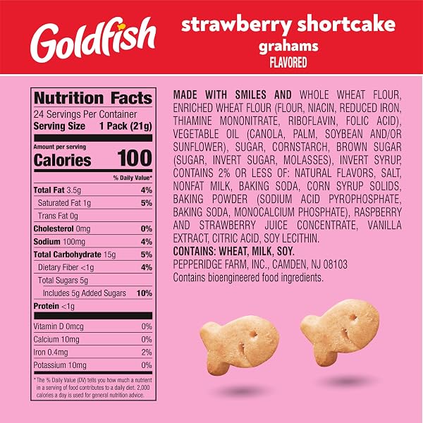 GOLDFISH VALENTINE’S DAY STRAWBERRY SHORTCAKE FLAVORED BAKED GRAHAM SNACKS, 24 COUNT 0.75 OZ