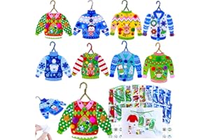 Winlyn 24 Sets Christmas Craft Kits Winter Kids Crafts DIY Ugly Sweater Ornaments Decorations Art Set Festive Foam Stickers A
