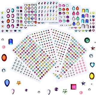Strasssteine Glitzersteine Selbstklebend, 1817 Stücke Acryl Schmucksteine Selbstklebend, 15 Blätter Klebesteine Selbstklebende Bunt