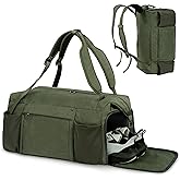 Kookoomia Gym Bag for Men with Shoes Compartment and Wet Pocket Convertible Duffle Bag and Gym Backpack Waterproof Sports Bags for Men with 2 Bottle Holders Weekender Overnight Bag-Dark Green