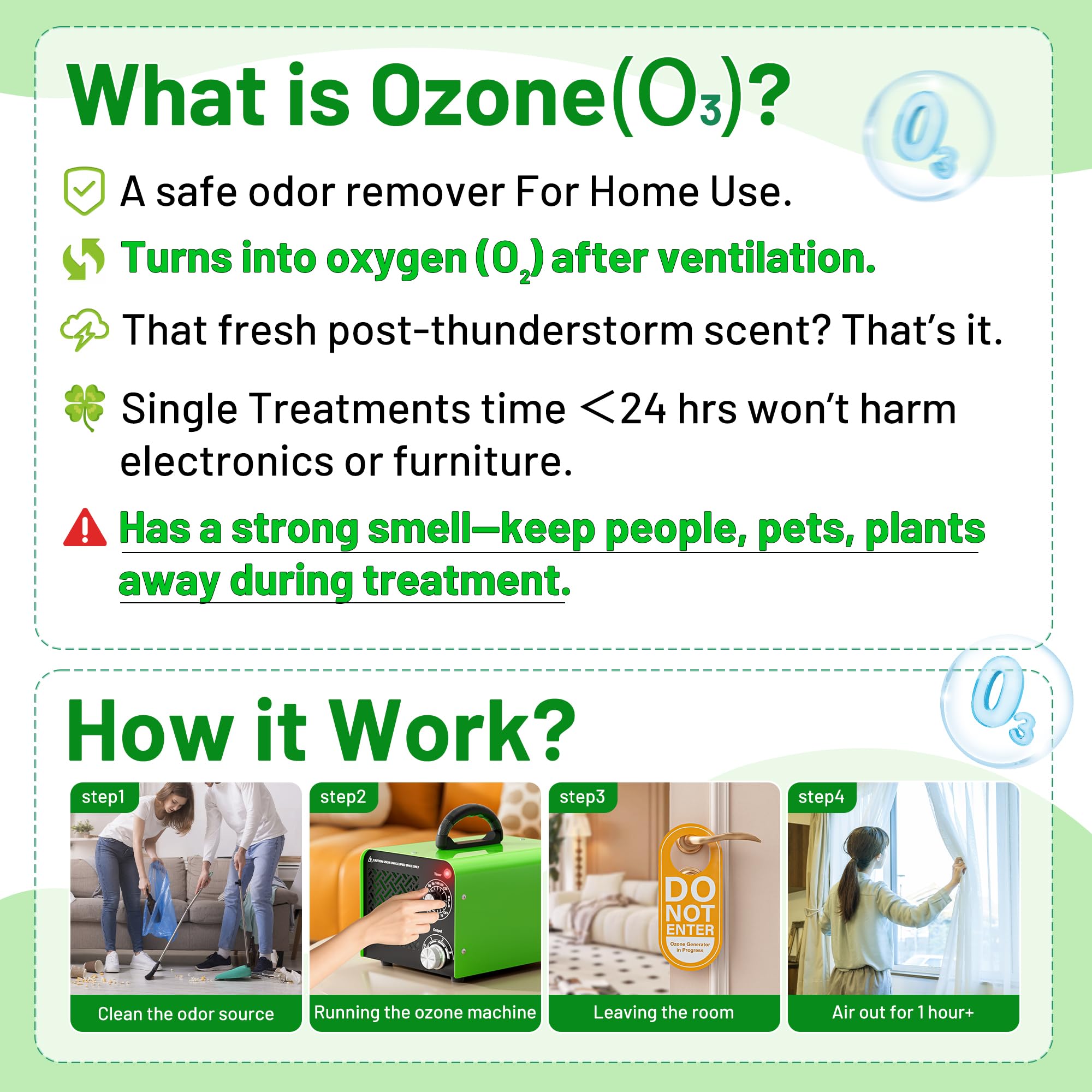 Ozone Generator 90,000mg, Upgraded Triple-Layer Ozone Output Board–Ozone Machine For Areas up to 5,500 sq. ft,Industrial & Home O3 Air Purifier for Home,Rooms, Smoke, Cars,and Pet (Green)