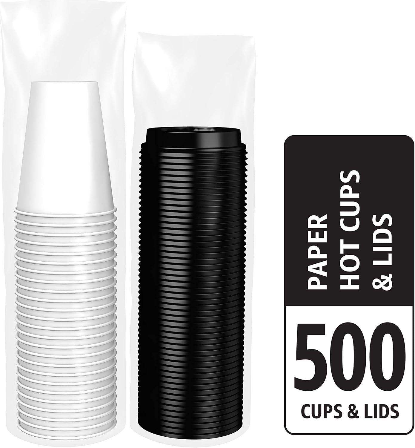  Brand - Solimo 12oz Paper Hot Cup with Lid, 150 Count: Health & Personal Care