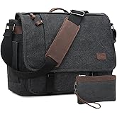 Nerlion Messenger Bag for Men 17-17.3 Inch Laptop Bag Canvas Water-resistant Computer Bag Shoulder Bag Work Briefcase Bookbag for College (Dark Gray)