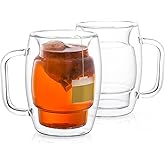JoyJolt Cadus Glass Coffee Cups Double Wall Insulated Mugs Set of 2 Tea Glasses, 10-Ounces.