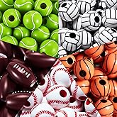 Blulu 250 Pieces Sports Beads Football Basketball Baseball Tennis Volleyball Beads for Jewelry Making Crafts DIY Necklace Bracelet Making